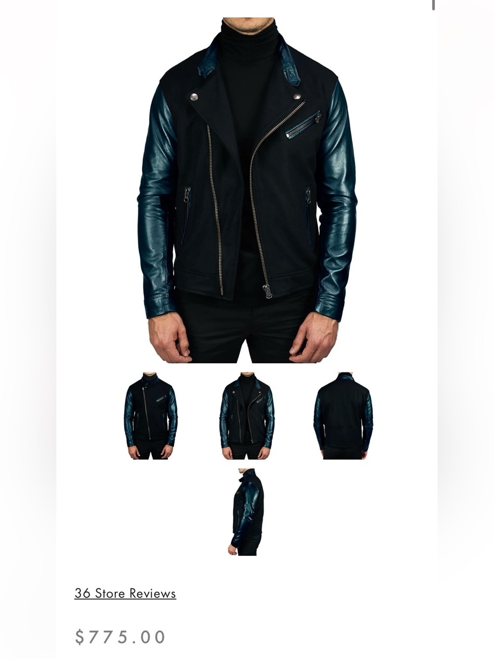 Men's Black Rider Jacket with Dark tint Leather zipper Sleeves